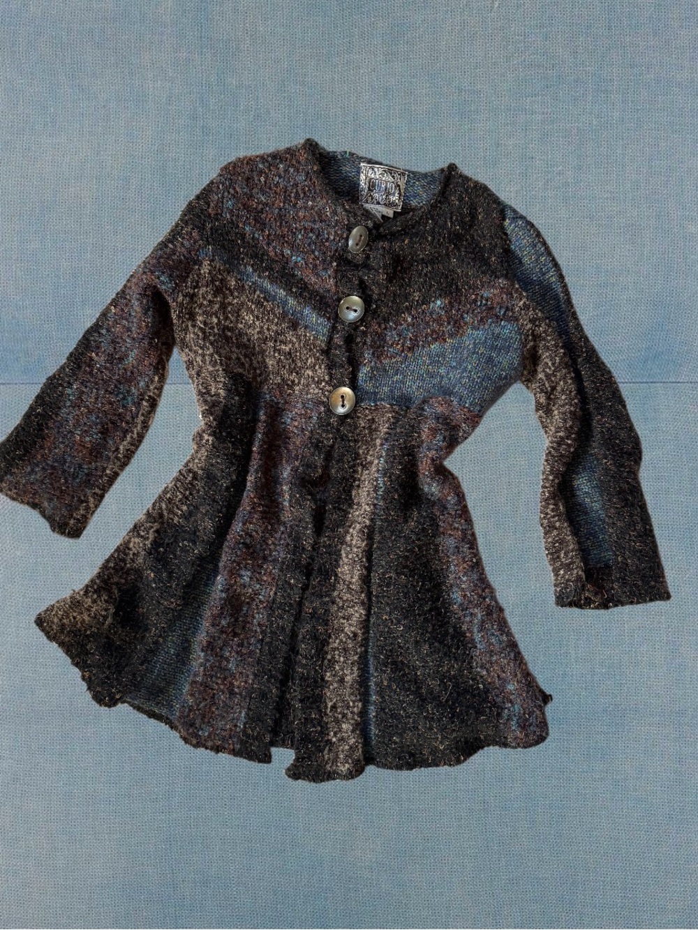 Textured Button-Front Knit Cardigan in Dark Heather